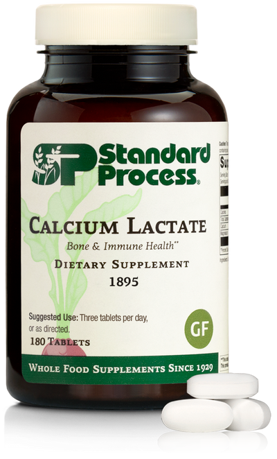 An image of a bottle of Calcium Lactate, 180 tablets.