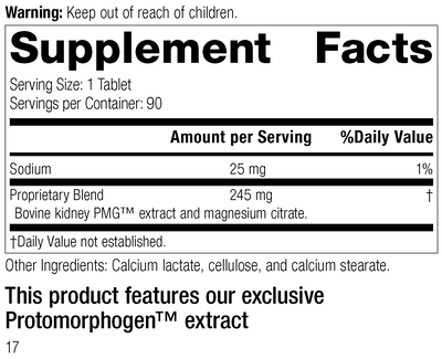 Renatrophin PMG®, 90 Tablets, Rev 16 Supplement Facts