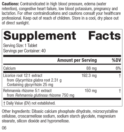 Adrenal Complex, 40 Tablets, Rev 05 Supplement Facts