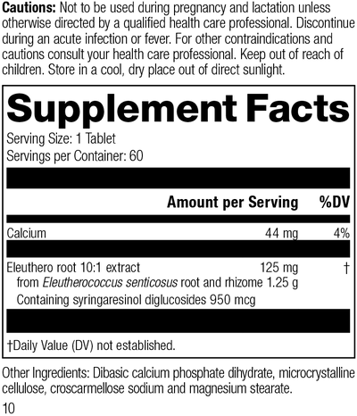 Eleuthero, 60 Tablets, Rev 10 Supplement Facts