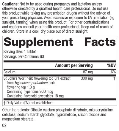 M1795 St John's Wort 1.8g R01 Supplement Fact